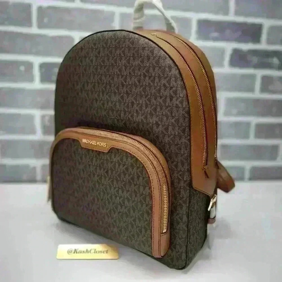 Michael Kors Backpack Jaycee Large Pocket Bag MK Signature Brown main image 4